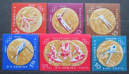 Poštové známky Rumunsko 1961 LOH Melbourne neperf. Mi# 2010,2013-14,2017-19 Kat 15€