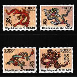 Poštové známky Burundi 2011 Èínský nový rok, rok draka Mi# 2234-37 Kat 9.50€