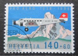 Poštová známka Švýcarsko 1988 Lietadlo Junkers JU-52 Mi# 1369
