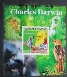 Poštová známka Komory 2009 Charles Darwin neperf. Mi# 2225 B Block