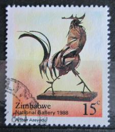 Poštová známka Zimbabwe 1988 Kovový kohout, Arthur Azevedo Mi# 378
