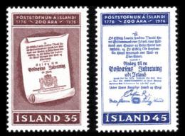 Poštové známky Island 1976 Poštovní služby, 200. výroèie Mi# 516-17