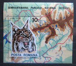 Poštová známka Rumunsko 1985 Rys ostrovid Mi# Block 218