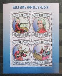 Potov znmky Burundi 2013 Wolfgang Amadeus Mozart Mi# 3013-16 Kat 9.90