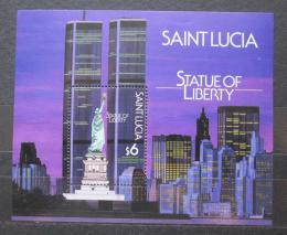 Poštová známka Svätá Lucia 1987 Socha slobody, 100. výroèie Mi# Block 53