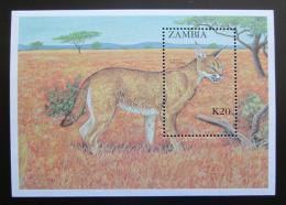 Poštová známka Zambia 1987 Karakal Mi# Block 14 Kat 9€