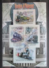 Poštové známky Burundi 2012 Parní lokomotívy neperf. Mi# 2436-39 B
