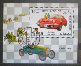 Poštová známka Adžmán 1971 Závodní automobily Opel Mi# Block 320