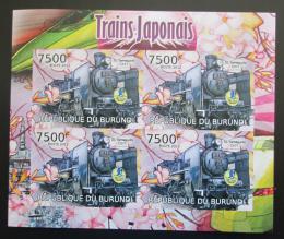 Poštové známky Burundi 2012 Japonské lokomotívy neperf. Mi# Block 224 B