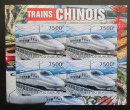 Poštové známky Burundi 2012 Èínské lokomotívy neperf. Mi# Block 223 B