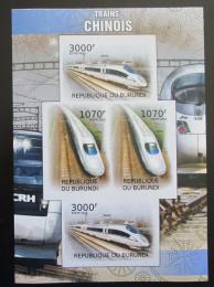 Poštové známky Burundi 2012 Èínské lokomotívy neperf. Mi# 2450,2452 B