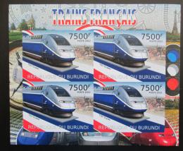Poštové známky Burundi 2012 Francúzské lokomotívy neperf. Mi# Block 221 B