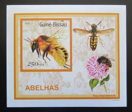 Poštová známka Guinea-Bissau 2001 Vèely a osy DELUXE Mi# 1513 Block