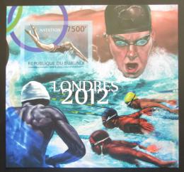 Poštová známka Burundi 2012 LOH Londýn, plavání neperf. Mi# Block 267 B