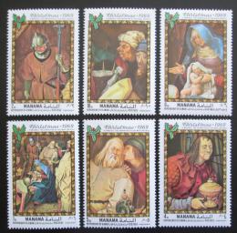 Poštové známky Manáma 1969 Umenie, vianoce Mi# 217-22