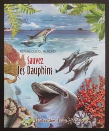 Poštová známka Burundi 2012 Delfíny neperf. Mi# Block 246 B