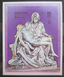 Poštová známka Manáma 1970 Sousoší, Michelangelo neperf. Mi# Block 61 B Kat 20€