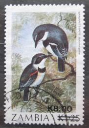 Poštová známka Zambia 1989 Lesknáèek hvízdavý pretlaè Mi# 484