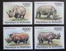 Poštové známky Burundi 2011 Nosorožce Mi# 2110-13 Kat 9.50€