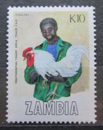 Poštová známka Zambia 1988 Domorodec s kohoutem Mi# 455 Kat 4€