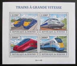 Poštové známky Burundi 2013 Vysokorychlostní lokomotívy Mi# 3328-31 Kat 10€