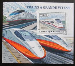 Poštová známka Burundi 2013 Vysokorychlostní lokomotívy Mi# Block 390 Kat 9€