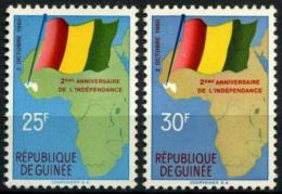 Poštové známky Guinea 1960 Mapa a vlajka Mi# 54-55