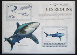 Poštová známka Komory 2009 Žraloky Mi# Block 480 Kat 15€