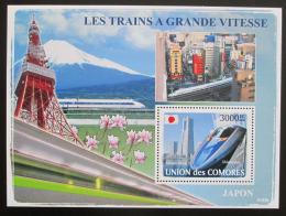 Poštová známka Komory 2008 Japonské rychlovlaky Mi# Block 443 Kat 15€