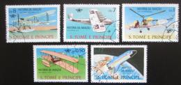 Poštové známky Svätý Tomáš 1979 Lietadla Mi# 592-93,595-97 Kat 11.20€