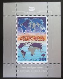 Poštová známka Juhoslávia 1989 Mapa svìta Mi# Block 35