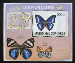 Poštová známka Komory 2009 Motýle DELUXE Mi# 2153 Block