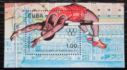 Poštová známka Kuba 1990 LOH Barcelona, skok do výšky Mi# Block 118