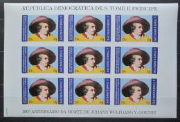 Poštové známky Svätý Tomáš 1982 J. W. Goethe neperf. RARITA Mi# 1765 B Kat 180€