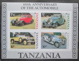 Poštové známky Tanzánia 1986 Historické automobily neperf. Mi# Block 53 B