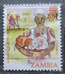 Poštová známka Zambia 1985 Žena s houbami pretlaè Mi# A 340