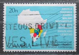 Poštová známka Zambia 1985 Mapa Afriky Mi# 334