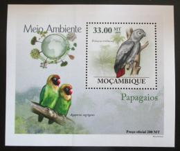 Potov znmka Mozambik 2010 Papagje DELUXE Mi# 3510 Block