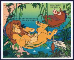 Poštová známka Ghana 1997 Disney, Lví král Mi# Block 308 Kat 7.50€