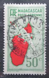 Poštová známka Madagaskar 1935 Lietadlo a mapa Mi# 214