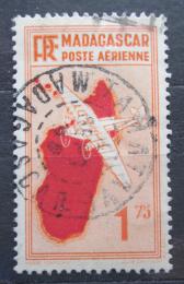 Poštová známka Madagaskar 1935 Lietadlo a mapa Mi# 217 Kat 5.50€