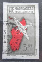 Poštová známka Madagaskar 1938 Lietadlo a mapa neperf. Mi# 219 B