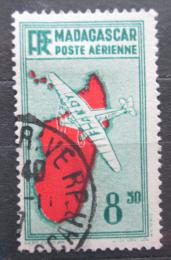 Poštová známka Madagaskar 1935 Lietadlo a mapa Mi# 223