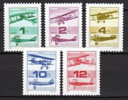 Poštové známky Maïarsko 1988 Historická letadla Mi# 3984-88