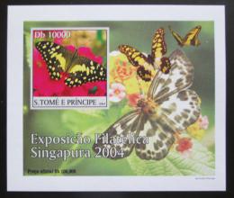 Poštová známka Svätý Tomáš 2004 Motýle DELUXE neperf. Mi# 2605 B Block