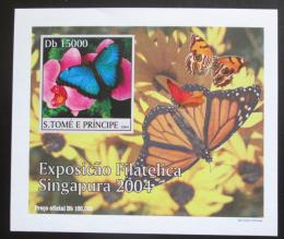 Poštová známka Svätý Tomáš 2004 Motýle DELUXE neperf. Mi# 2606 B Block