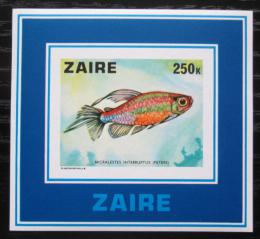 Poštová známka Zair 1978 Tetra konžská neperf. Mi# Block 17 B Kat 30€