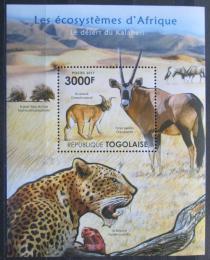 Poštová známka Togo 2011 Fauna pouštì Kalahari Mi# Block 637 Kat 12€