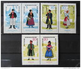 Poštové známky DDR 1964 ¼udové kroje Mi# 1074-79 Kat 60€