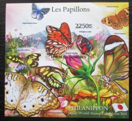 Poštová známka Komory 2011 Motýle neperf. Mi# Block 619 B Kat 11€ - zväèši� obrázok